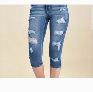 Cropped Distressed Womens Jeans